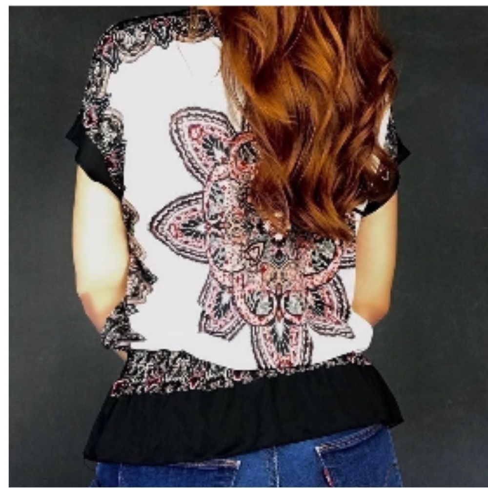 Claudia Richard Vintage Black and White Paisley Blouse - Picture 5 of 5
